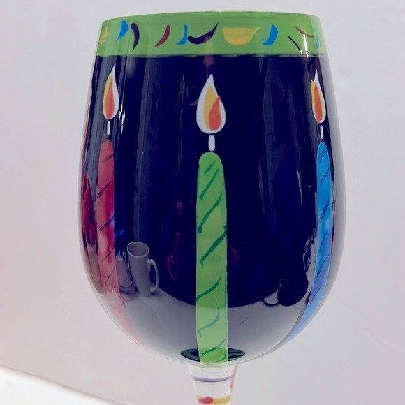 Lolita 50 and Fabulous Love my Wine Artisan Painted Wine Glass - Picture 4 of 8